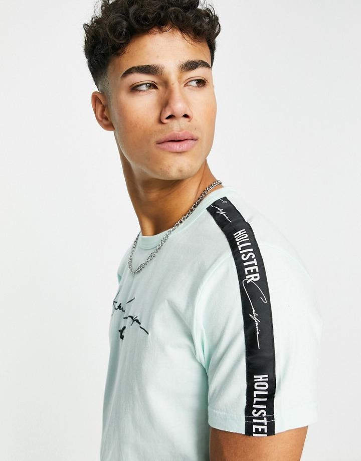 Hollister Front Script And Tech Tonal Tape Logo T-shirt In Mint-green