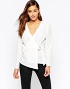 Asos Wrap Blouse With D Ring - Ivory