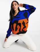Naanaa Sweater In Cobalt Mixed Animal Print-blues