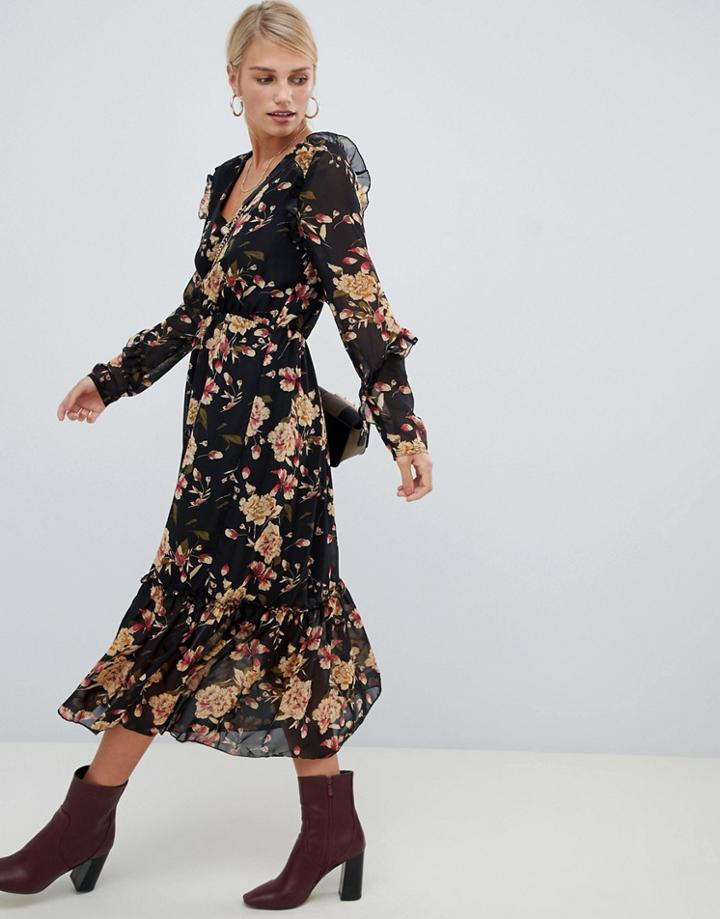 Vila Floral Midi Dress - Multi