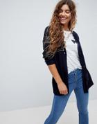 Asos Cardigan With Pockets And Buttons - Navy