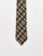 Asos Design Slim Tie With 70s Check In Brown