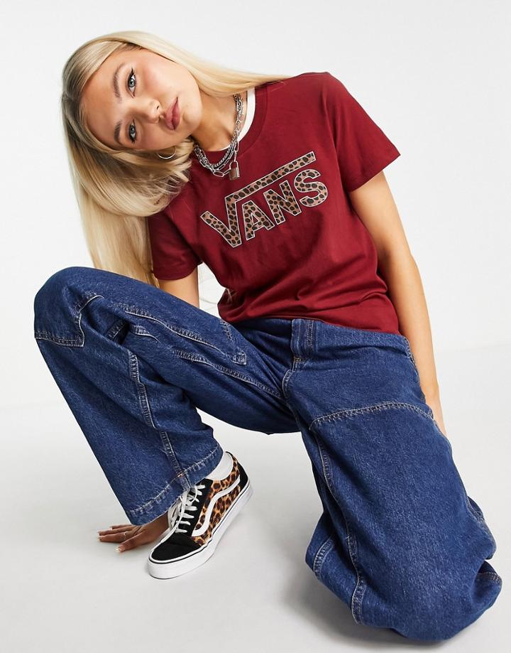 Vans Animal V T-shirt In Burgundy-red