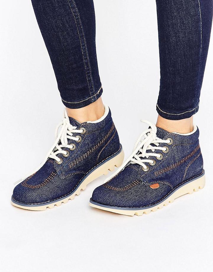 Kickers Hi Side Denim Boot - Blue