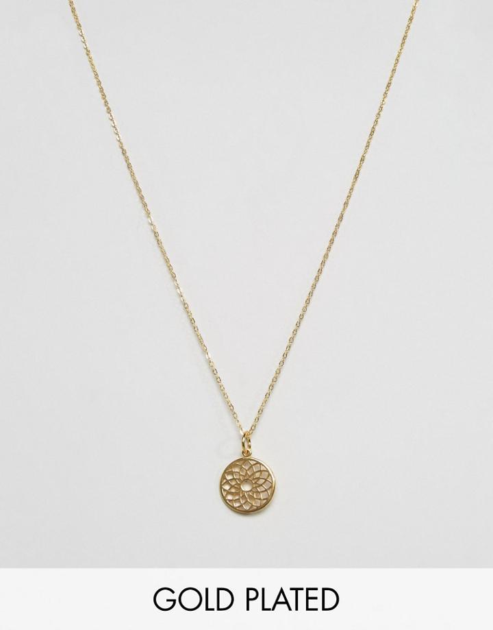 Ottoman Hands Crown Chakra Pendant Necklace - Gold