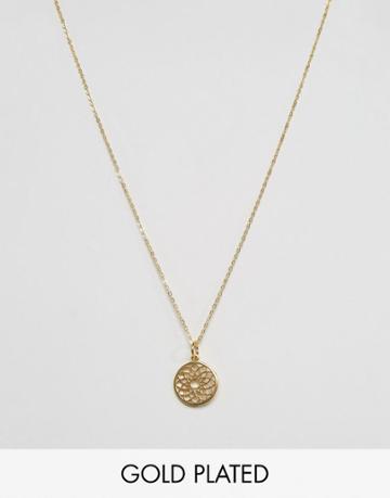 Ottoman Hands Crown Chakra Pendant Necklace - Gold