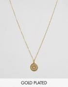 Ottoman Hands Crown Chakra Pendant Necklace - Gold