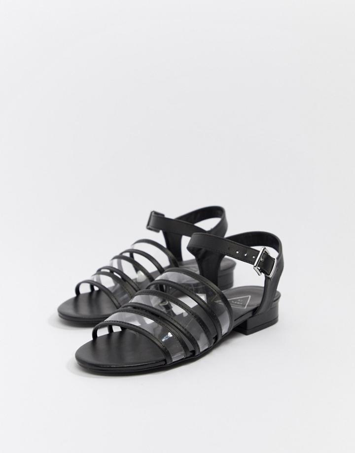 St Sana Clear Flat Sandals-black