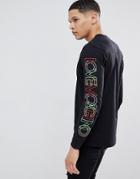 Love Moschino Long Sleeve T-shirt In Black With Logo Sleeve Print - Black