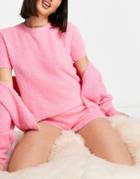 Asos Design Premium Lounge Mix & Match Fluffy Knitted Tee In Pink