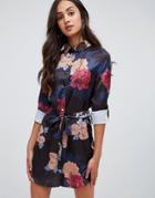 Parisian Floral Print Shirt Dress - Multi