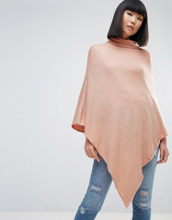 Pieces High Neck Cape - Pink