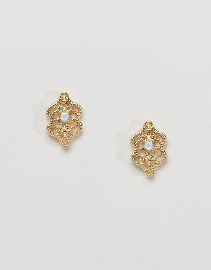 Designb London Gold Woven Stud Earrings - Gold