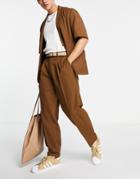 Asos Design Slim High Waist Pants In Brown