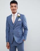 Harry Brown Wedding Wool Blend Blue Donegal Skinny Fit Jacket - Blue
