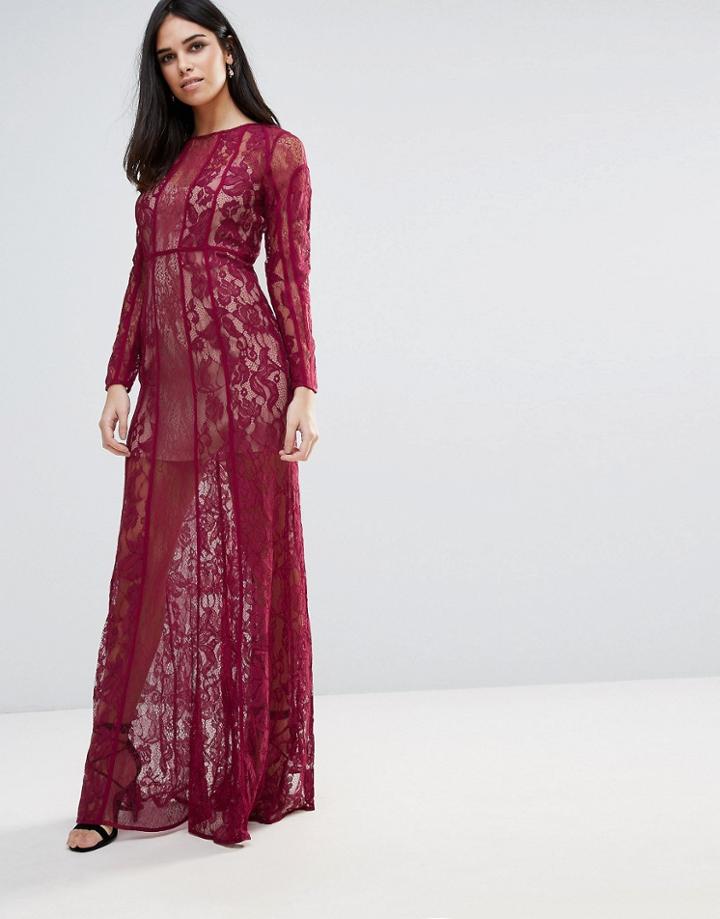 The Jetset Diaries Yasmine Lace Maxi Dress - Red