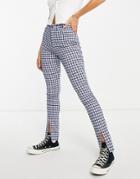 Hollister Super Skinny Pants In Blue Plaid