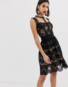Bronx & Banco Annabell Lace Detail Mini Dress - Black