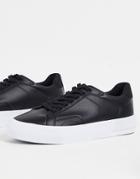 Pull & Bear Chunky Lace Up Sneakers In Black