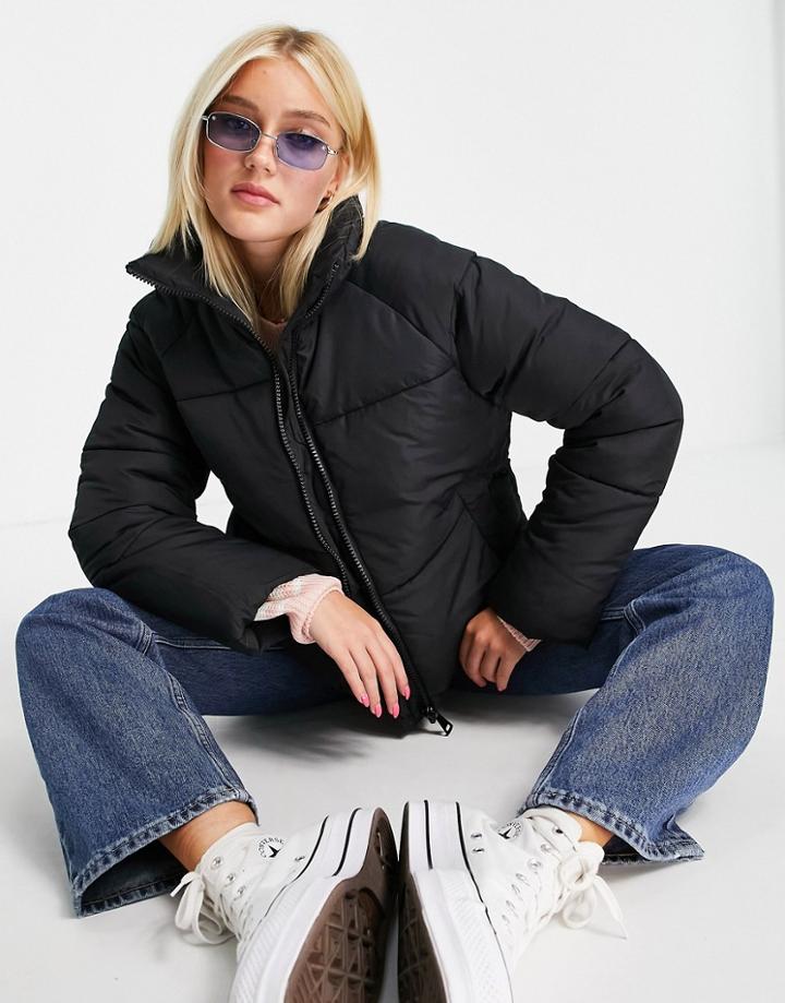 Monki Sue Recycled Short Padded Jacket In Black