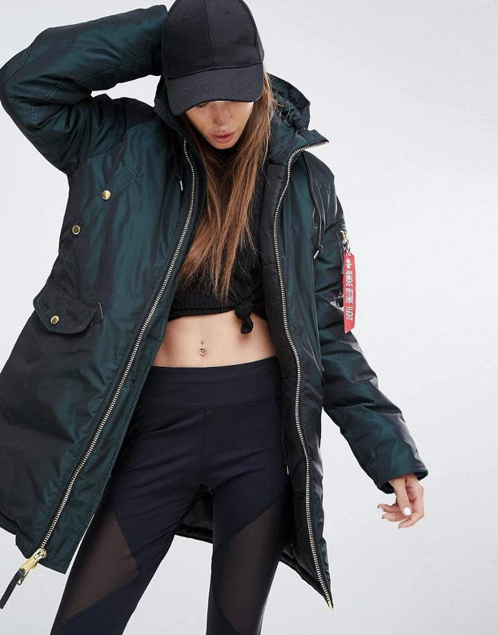 Alpha Industries Exparka Coat With Hood - Blue