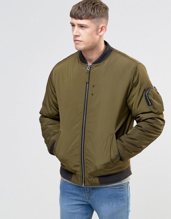 Bellfield Padded Nylon Bomber - Green