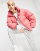 Pull & Bear Padded Puffer Jacket In Pink