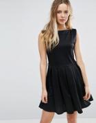 Jasmine Skater Dress With Pleated Skirt - Black