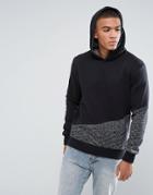 Jack & Jones Core Hoodie With Block Panel And Hood Contrast Detail - Black
