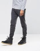 Asos Skinny Ruched Joggers In Washed Black - Black