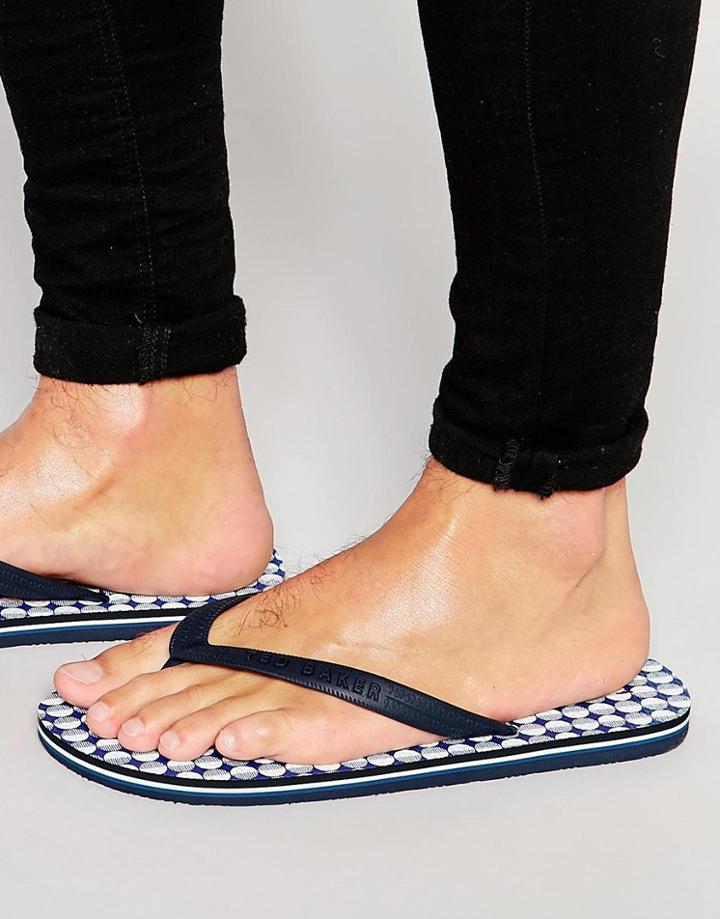 Ted Baker Geo Flyxx Print Flip Flops - Blue