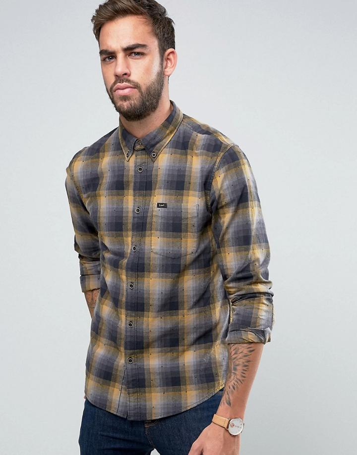 Lee Button Down Check Shirt Regular Fit Stitch Detail - Yellow