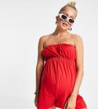 New Look Maternity Jersey Romper In Red