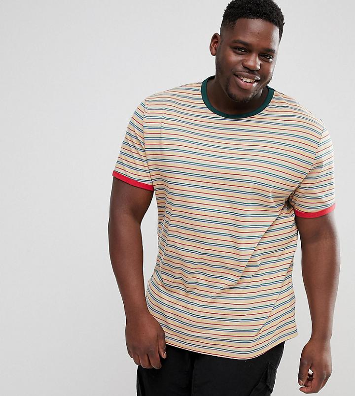 Asos Plus Relaxed Retro Stripe T-shirt - Multi