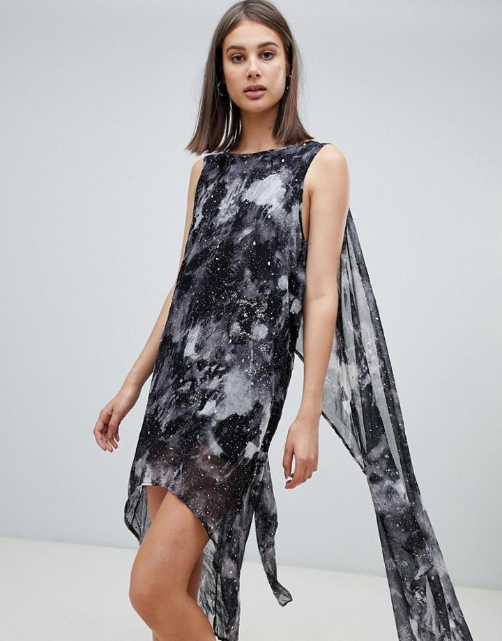 Religion Grace Printed Midi Dress With Asymmetric Hem - Multi