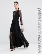 True Decadence Petite Lace Pleated Maxi Dress - Black