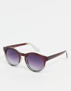 Aj Morgan Round Sunglasses In Brown With Gray Lens