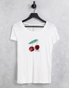Only Kita Cherry Graphic Short Sleeve T-shirt In White