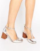 Asos One Wish T-bar Heels - Silver