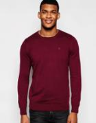 Blend Crew Knit Sweater Slim Fit In Burgundy - Burgundy