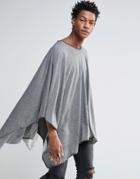 Religion Knitted Festival Poncho - Gray Marl