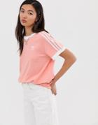 Adidas Originals Adicolor Three Stripe T-shirt In Pink - Pink