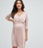 Asos Maternity Nursing Drape Front Midi Dress-pink