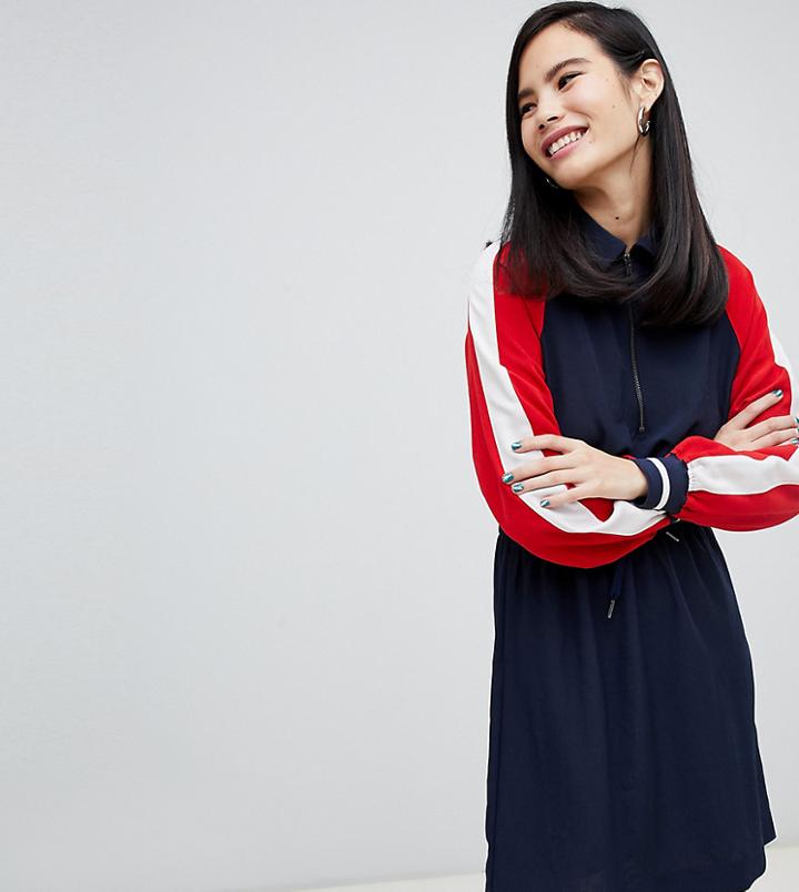 Monki Mini Dress With Color Block Sleeves In Black