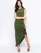 Wal G Dress With Rouched Side - Khaki Green