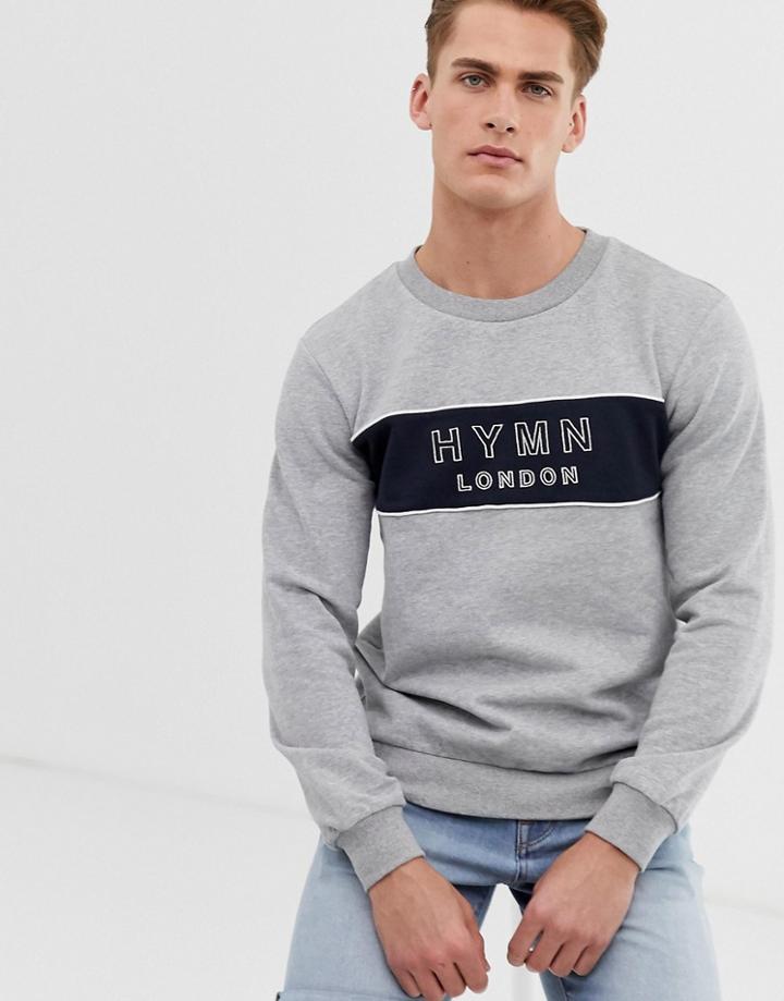 Hymn Embroidered Logo Stripe Sweatshirt-gray