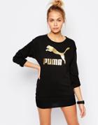 Puma Gold Collection Oversized Sweatshirt With Metallic Logo - Black