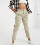Asos Design Petite Chino Pants In Stone-neutral