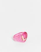 Asos Design Plastic Ring With L Initial-pink