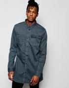 D.i.e. Workman Denim Longline Shirt In Worn Gray Wash - Gray Wash 2